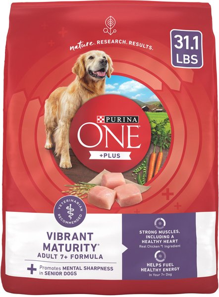 Purina ONE SmartBlend Vibrant Maturity 7+ Adult Formula Dry Dog Food, 31.1-lb bag slide 1 of 11