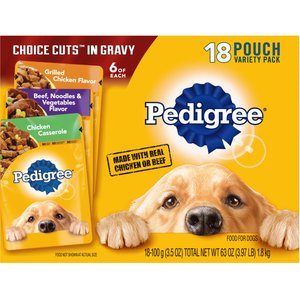Pedigree Choice Cuts in Gravy Variety Pack Adult Wet Dog Food, 3.5-oz pouch, case of 18