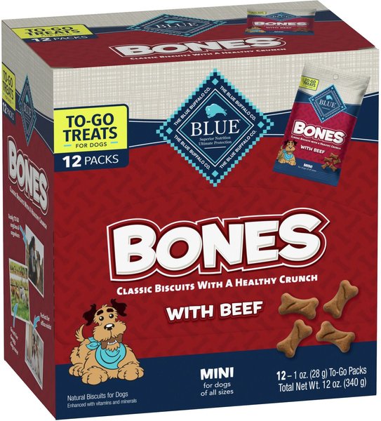 Blue Buffalo To-Go Bones with Beef Mini Dog Treats, 12 count slide 1 of 9