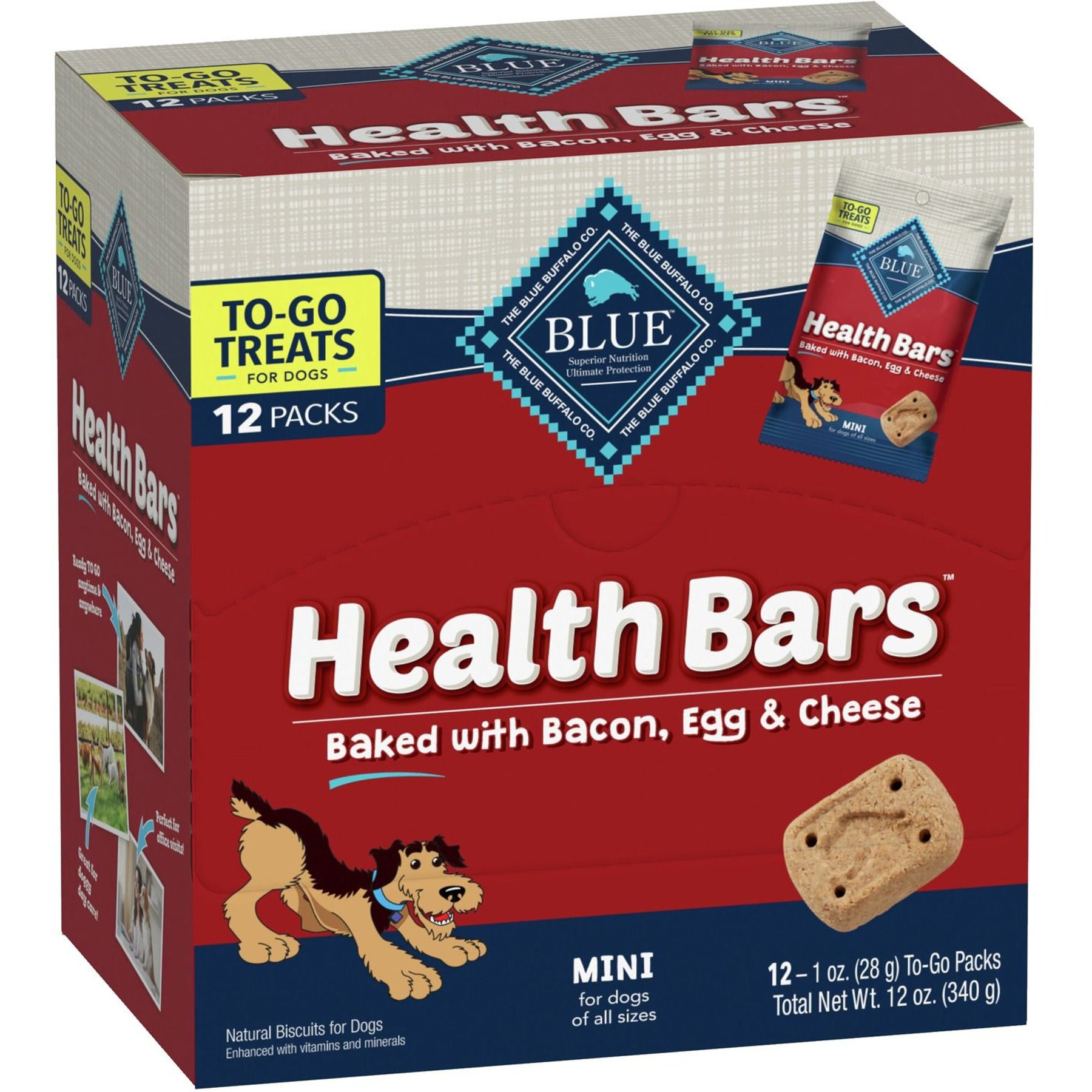 BLUE BUFFALO To Go Health Bars Bacon Egg Cheese Mini Dog Treats 12 count Chewy