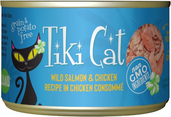 Tiki Cat Napili Luau Wild Salmon & Chicken in Chicken Consomme Grain-Free Canned Cat Food, 6-oz, case of 8 slide 1 of 10