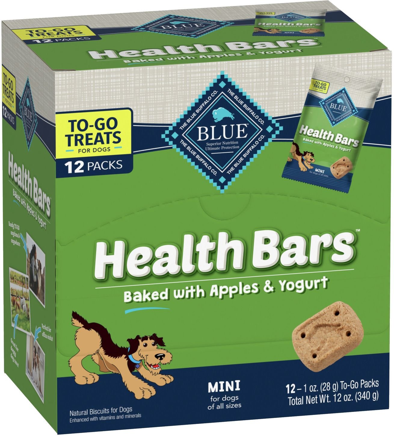 BLUE BUFFALO ToGo Health Bars Apple & Yogurt Mini Dog Treats, 12 count