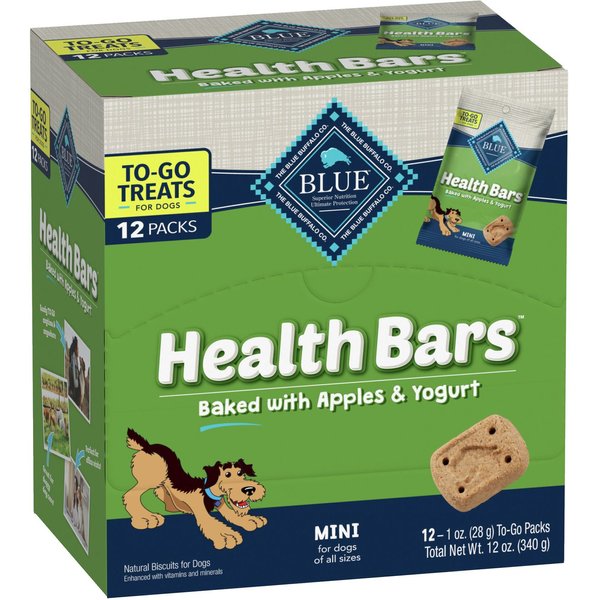 Blue health bars baked shop with apples and yogurt