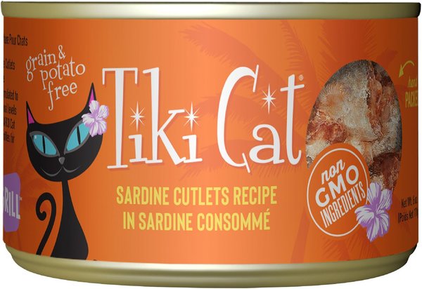 Tiki Cat Tahitian Grill Sardine Cutlets Grain-Free Canned Cat Food, 6-oz, case of 8 slide 1 of 10