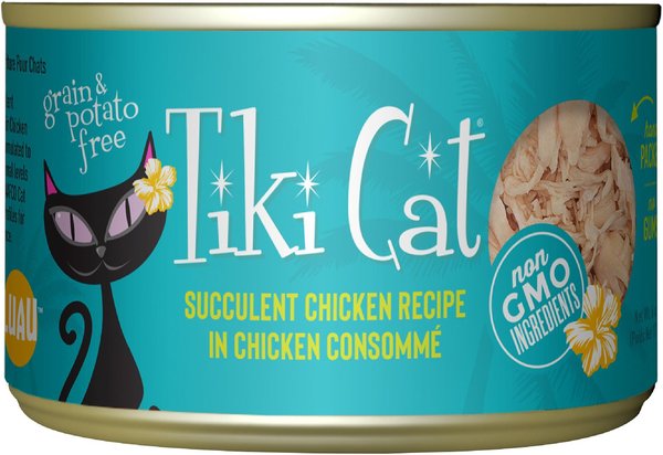 Tiki Cat Puka Puka Luau Succulent Chicken in Chicken Consomme Grain-Free Canned Cat Food, 6-oz can, case of 8 slide 1 of 9
