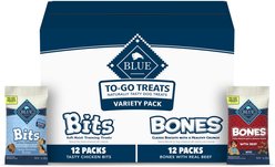 Blue Buffalo To-Go Variety Pack Dog Treats, 24 count