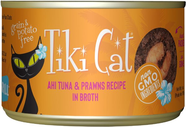 Tiki Cat Manana Grill Ahi Tuna with Prawns in Tuna Consomme Grain-Free Canned Cat Food, 6-oz, case of 8 slide 1 of 9