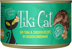 Tiki Cat Hookena Luau Ahi Tuna & Chicken in Chicken Consomme Grain-Free Canned Cat Food, 6-oz, case of 8