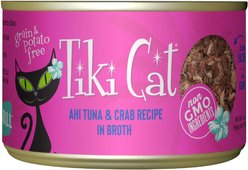 Tiki Cat Hana Grill Ahi Tuna with Crab in Tuna Broth Grain-Free Canned Cat Food, 6-oz, case of 8