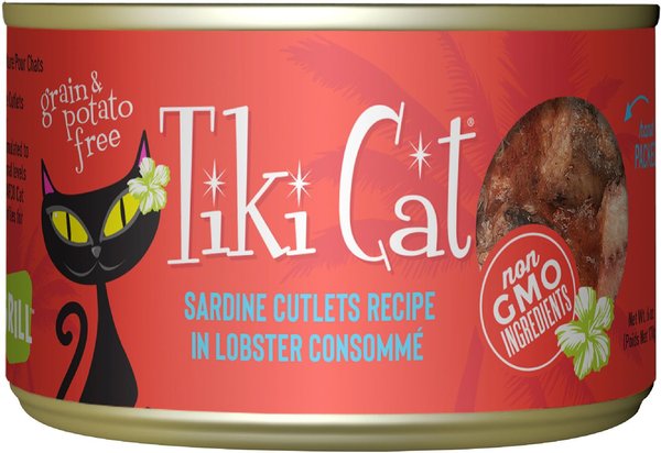 Tiki Cat Bora Bora Grill Sardine Cutlets in Lobster Consomme Grain-Free Canned Cat Food, 6-oz, case of 8 slide 1 of 10