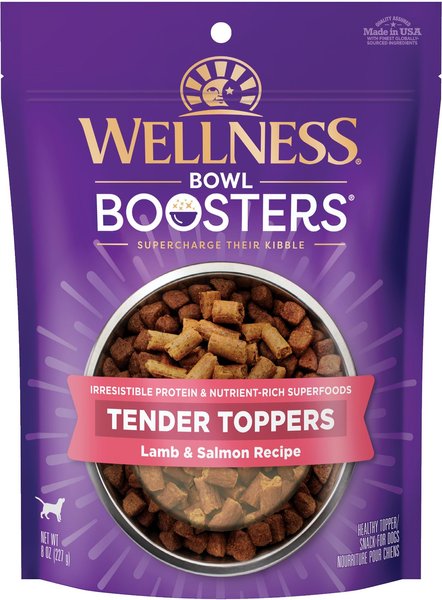 Wellness Bowl Boosters Tender Toppers Grain-Free Lamb & Salmon Dog Food Topper, 8-oz bag slide 1 of 8