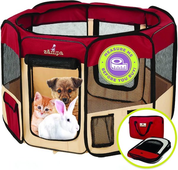Zampa Pet Folding Soft-sided Dog & Cat Playpen, Red, X-Small slide 1 of 10