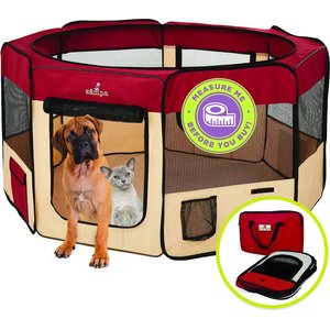 Zampa Pet Folding Soft-sided Dog & Cat Playpen, Red, X-Large