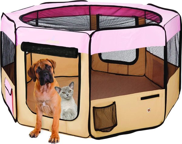 Zampa Pet Folding Soft-sided Dog & Cat Playpen, Pink, X-Large slide 1 of 8