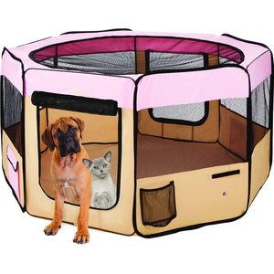 Zampa Pet Folding Soft-sided Dog & Cat Playpen, Pink, X-Large