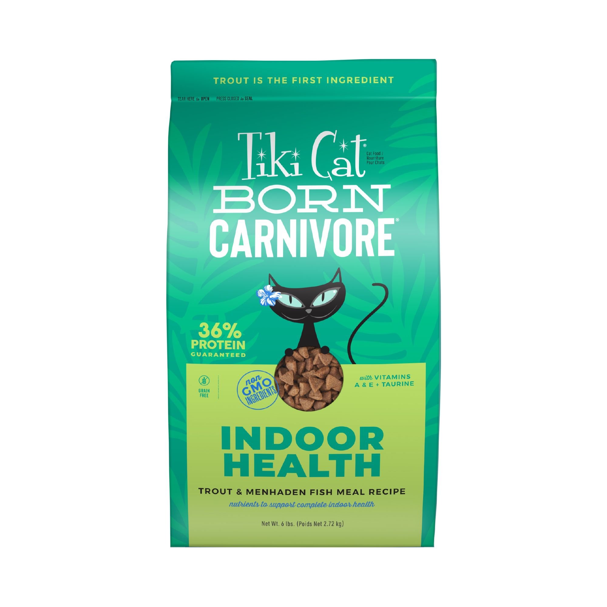 TIKI CAT Born Carnivore Indoor Health Trout & Menhaden Fish Meal Dry ...