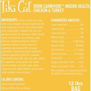 Tiki Cat Essentials Grain-Free Chicken & Turkey Meal Recipe Dry Cat Food, 12-lb bag