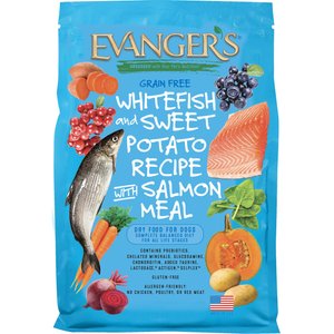 Evanger's Grain-Free Whitefish & Sweet Potato Recipe with Salmon Meal Dry Dog Food, 4.4-lb bag