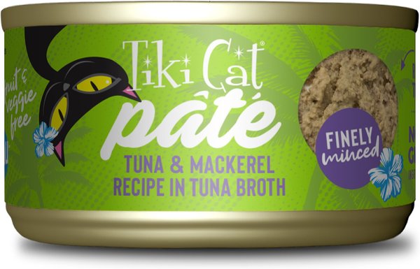 Tiki Cat Luau Ahi Tuna & Mackerel Pate Wet Cat Food, 2.8-oz can, case of 12 slide 1 of 8