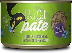Tiki Cat Luau Ahi Tuna & Mackerel Pate Wet Cat Food, 5.5-oz can, case of 8