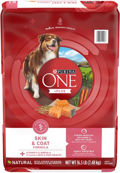 Purina ONE +Plus Skin & Coat Formula Dry Dog Food, 16.5-lb bag slide 1 of 11