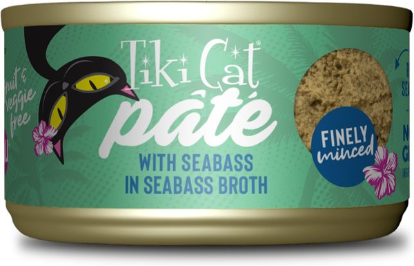 Tiki Cat Luau Seabass Pate Wet Cat Food, 2.8-oz can, case of 12 slide 1 of 6