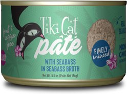 Tiki Cat Luau Seabass Pate Wet Cat Food, 5.5-oz can, case of 8