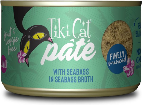 Tiki Cat Luau Seabass Pate Wet Cat Food, 5.5-oz can, case of 8 slide 1 of 6