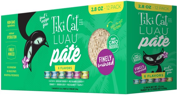 Tiki Cat Luau Variety Pack Pate Wet Cat Food, 2.8-oz can, case of 12 slide 1 of 8