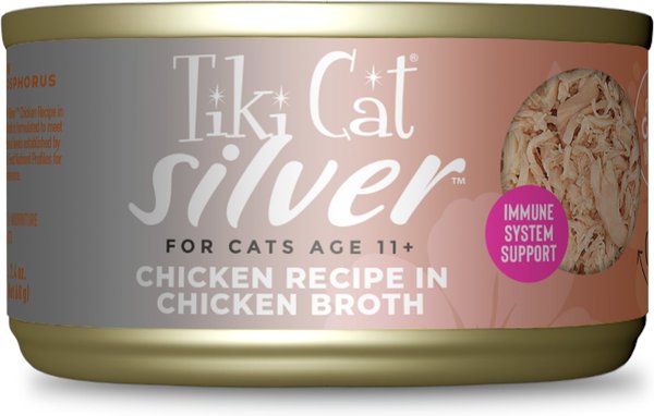 Tiki Cat Silver Chicken Recipe in Chicken Broth Senior Wet Cat Food, 2.4-oz can, case of 6 slide 1 of 9