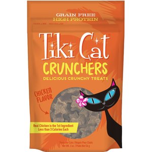 Tiki Cat Crunchers Chicken Flavor Grain-Free Cat Treats, 2-oz bag, pack of 6