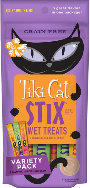 Tiki Cat Stix Variety Pouch Grain-Free Cat Treat, 6 count slide 1 of 9