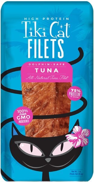Tiki Cat Tuna Filet Grain-Free Cat Treats, 1-oz bag, pack of 12 slide 1 of 9