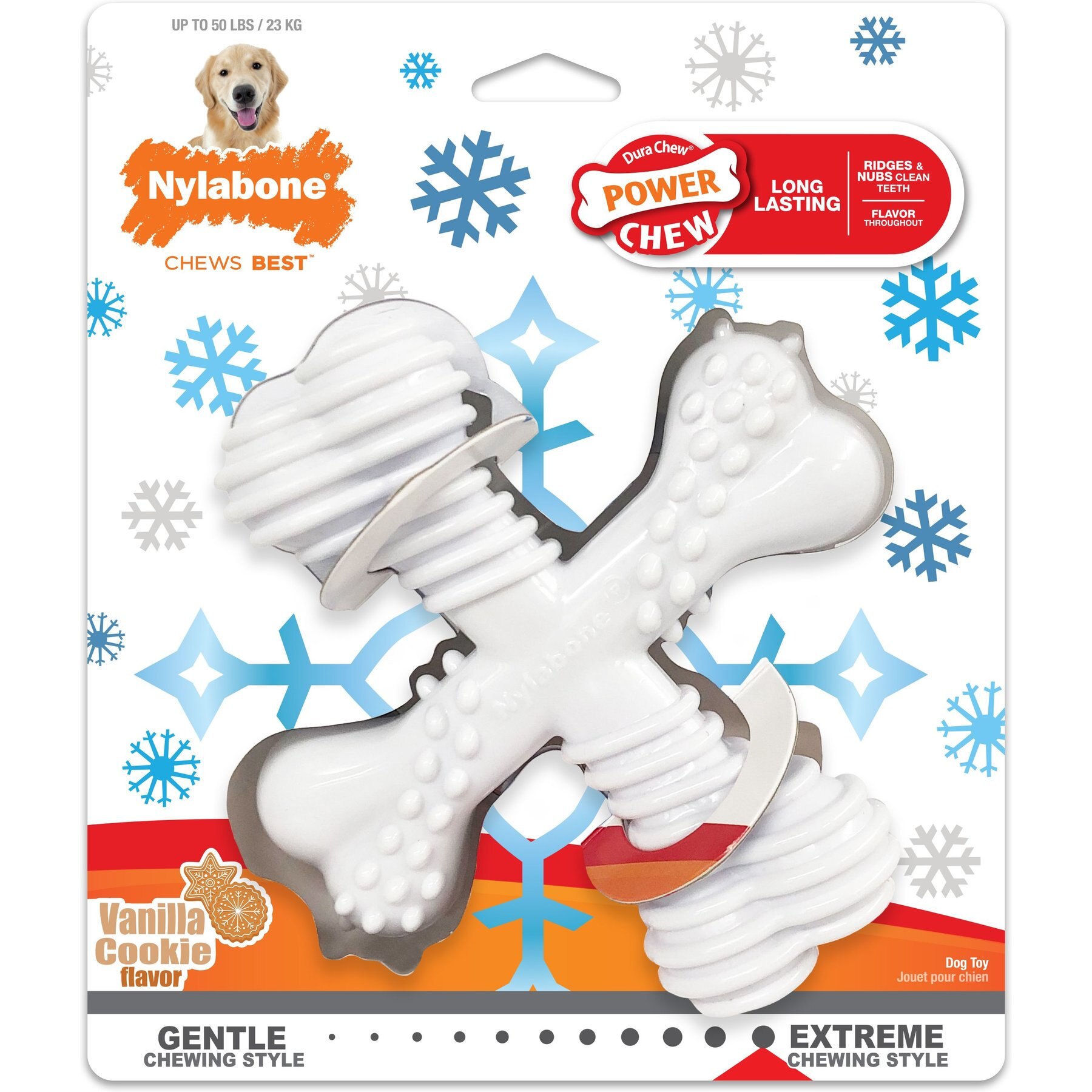 Nylabone Christmas Power Chew Vanilla Cookie Holiday X Dog Bone Chew Toy, Large