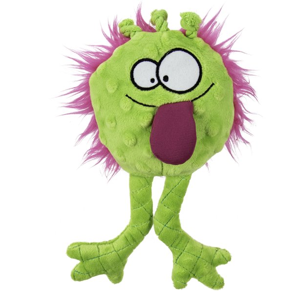 goDog PlayClean Germs Soft Plush Squeaky Dog Toy, Lime, Small slide 1 of 5