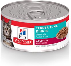 Hill's Science Diet Adult Tender Tuna Dinner Canned Cat Food, 5.5-oz, case of 24