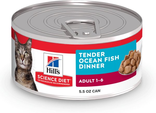 HILL'S SCIENCE DIET Adult Tender Ocean Fish Dinner Canned Cat Food, 5.5 ...