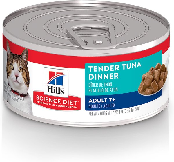 Hill's Science Diet Adult 7+ Tender Tuna Dinner Canned Cat Food, 5.5-oz, case of 24 slide 1 of 10