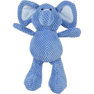 goDog Checkers Elephant Plush Squeaky Dog Toy, Blue