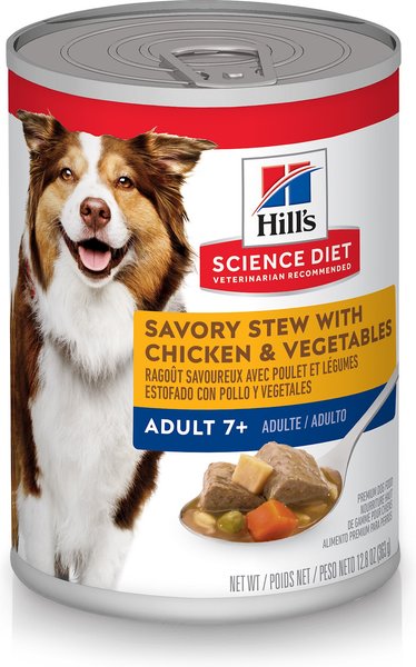 Hill's Science Diet Adult 7+ Savory Stew with Chicken & Vegetables Canned Dog Food, 12.8-oz, case of 12 slide 1 of 10