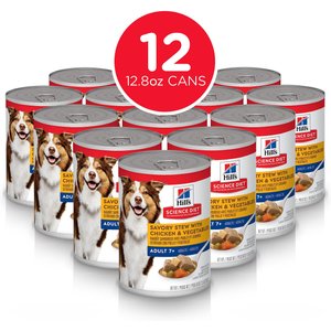 Hill's Science Diet Adult 7+ Savory Stew with Chicken & Vegetables Canned Dog Food, 12.8-oz, case of 12