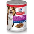 Hill's Science Diet Adult 7+ Savory Stew with Beef & Vegetables Canned Dog Food, 12.8-oz, case of 12