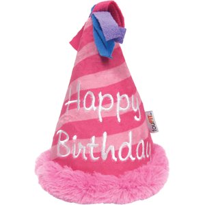 fouFIT Birthday Hat Crinkle Plush Dog Toys, Pink