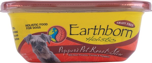 Earthborn Holistic Pepper's Pot Roast Grain-Free Natural Moist Dog Food, 8-oz, case of 8 slide 1 of 9