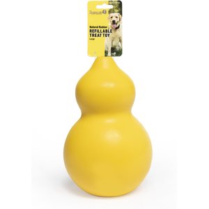 Roscoe's Pet Products Natural Rubber Refillable Dog Treat Toy, Yellow, Large