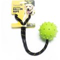 Roscoe's Pet Products Natural Rubber Ball on Rope Tug Dog Toy, assorted colors