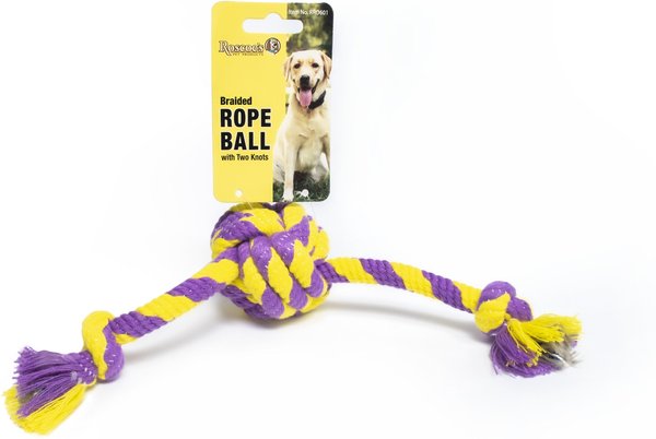 Roscoe's Pet Products Braided Rope Ball with Two Knots Dog Toy, Multi-Color slide 1 of 3