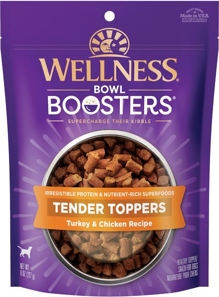 Wellness Bowl Boosters Tender Turkey & Chicken Dog Food Topper, 8-oz bag slide 1 of 8