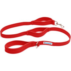 Shed Defender Three Padded Handle Nylon Reflective Dog Leash, 5-ft, Red