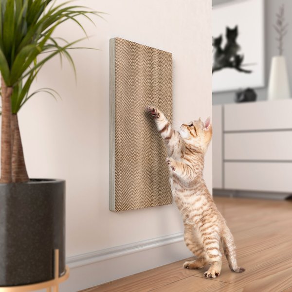 Way Basics Katwall Wall Scratching Post with Catnip, Aspen Grey slide 1 of 5